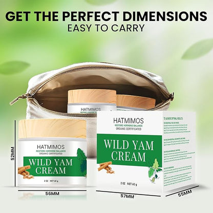 Wild Yam Cream, 2oz Wild Yam Root Organic Cream, Hormone Balance, Support Perimenopause & Menopause Relief, Progesterone, Wild Yam Cream for Women & Men Unscented for All Skin Type