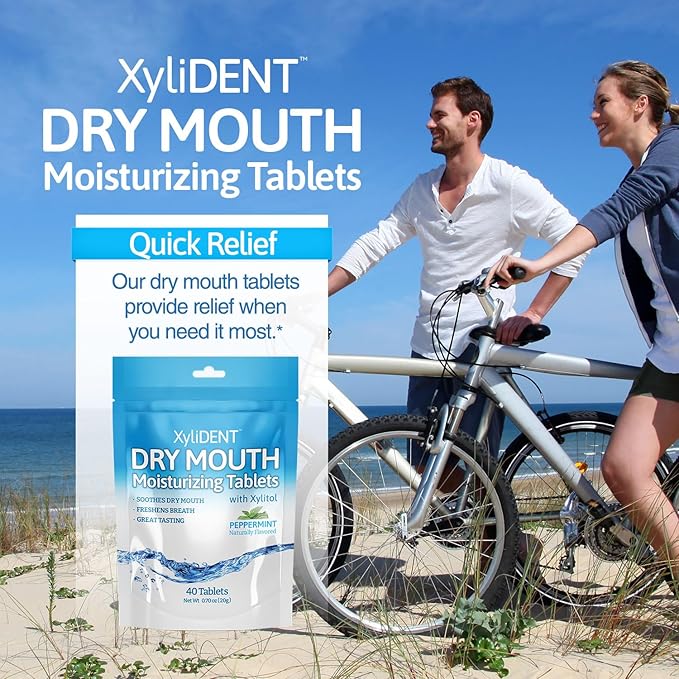 Nature's Stance XyliDENT Xylitol Tablets for Dry Mouth Relief - Stimulates Saliva, Freshens Breath, Reduces Acid Production, Fast Acting Relief, 40 Count (Peppermint)