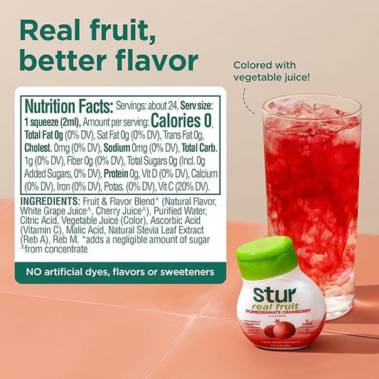 Stur Liquid Water Enhancer | Black Cherry | Naturally Sweetened | High in Vitamin C & Antioxidants | Sugar Free | Zero Calories | Keto | Vegan | 5 Bottles, Makes 120 Drinks