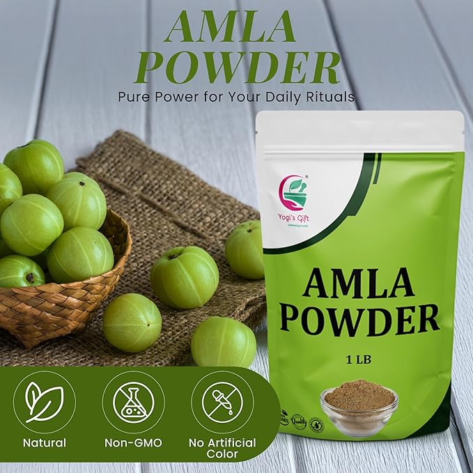 Amla Powder 1 LB, Finely Ground Raw Powder for Smoothies & Recipes, 100% Pure Indian Gooseberry powder, Resealable Bag for Freshness - By Yogi’s Gift®