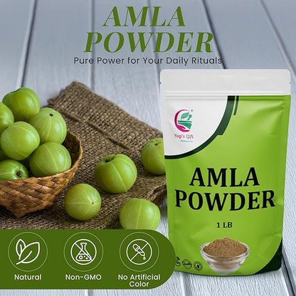 Amla Powder 1 LB, Finely Ground Raw Powder for Smoothies & Recipes, 100% Pure Indian Gooseberry powder, Resealable Bag for Freshness - By Yogi’s Gift®
