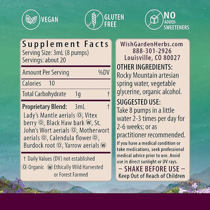 WishGarden Herbs ReBalance After Birth Hormonal - Plant-Based Herbal Supplement with Vitex Berry & Motherwort Supports Healthy Postpartum Hormone Levels and Postnatal Hormone Balance, 2oz