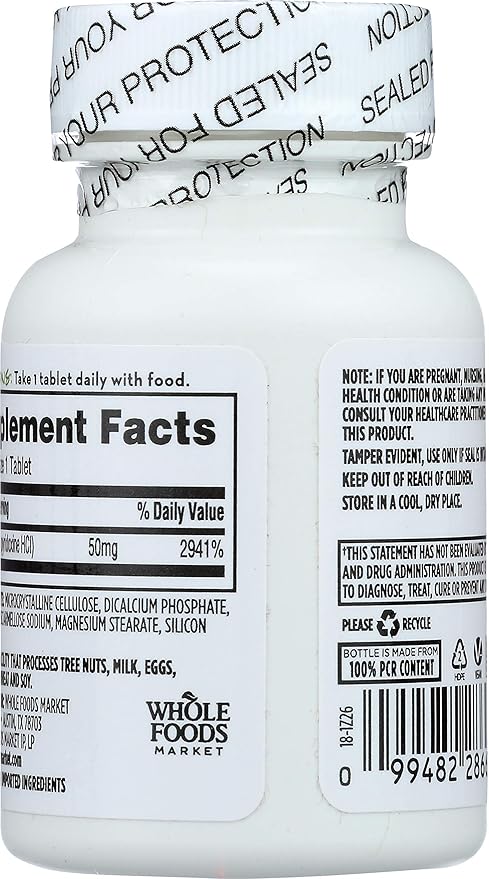365 by Whole Foods Market, Vitamin B6 50Mg, 50 Count (Pack of 2)