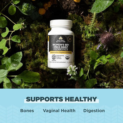 Ancient Nutrition Regenerative Organic Certified Probiotics for Women 50+, Probiotics Women’s 50+ Once Daily, Healthy Digestion and Immune System Support, 25 Billion CFUs* Per Serving, 30 Count