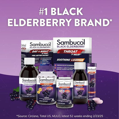 Sambucol Elderberry Gummies for Adults with Vitamin C; Zinc; Sambucus Elderberry Gummies for Immune Support with High Antioxidants; Gluten Free; Vegan; 1 Gummy Per Serving; 90 Count (90 Day Supply)