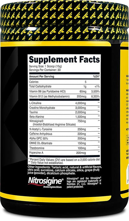 Primaforce Pre-Workout Complex Powder (Grape, 30 Servings) - Fitness Supplement for Workout Routine Enhancement, 438g