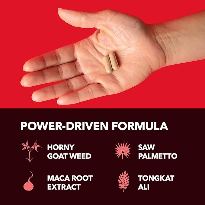 Unisex Horny Goat Weed Capsules for Men & Women - Extra Strength Performance & Energy Support with Tongkat Ali, Muira Puama, and Saw Palmetto - 10 Count - Herbal Supplement for Increased Endurance