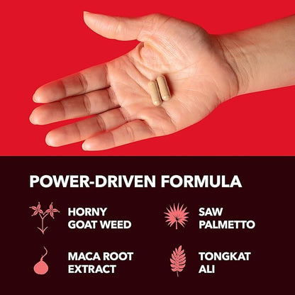 Unisex Horny Goat Weed Capsules for Men & Women - Extra Strength Performance & Energy Support with Tongkat Ali, Muira Puama, and Saw Palmetto - 10 Count - Herbal Supplement for Increased Endurance