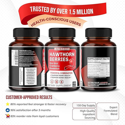 7 in 1 Ultra Hawthorn Berry with Uva Ursi Dandelion Cranberry Apple Cider Vinegar - Heart, Kinney Health Support