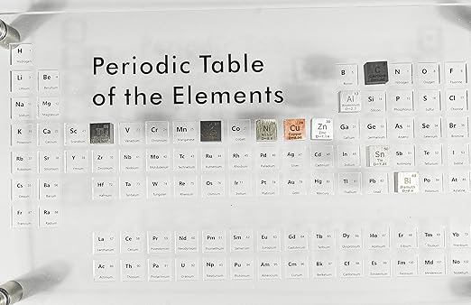 Acrylic Periodic Table Science Education Collection Bracket for Element Cubes + 9pcs 0.39" 10mm Engraved Density Up to 99.99% Pure Metal - Aluminium Bismuth Carbon Copper Iron Nickel Zinc Titanium Tin