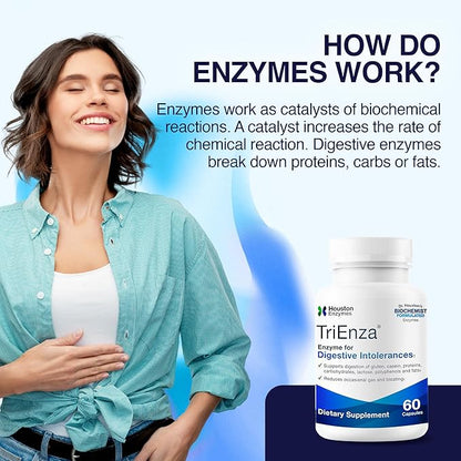 TriEnza - Digestive Enzyme Supplement for Gluten, Casein, Soy, Proteins, Carbohydrates, Fats & Polyphenols - Digestive Enzymes for Women & Men (60 Capsules)