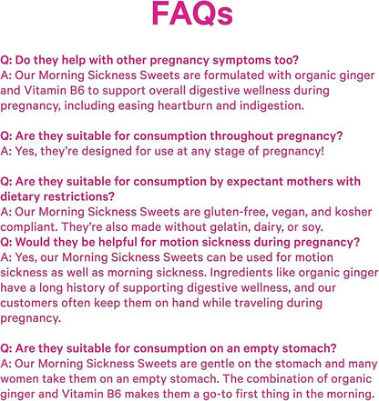 Pink Stork Morning Sickness Sweets, Organic Mango Ginger Candy with Vitamin B6 for Morning Sickness, Motion Sickness, Prenatal Heartburn - Pregnancy Must Haves - 30 Wrapped Drops
