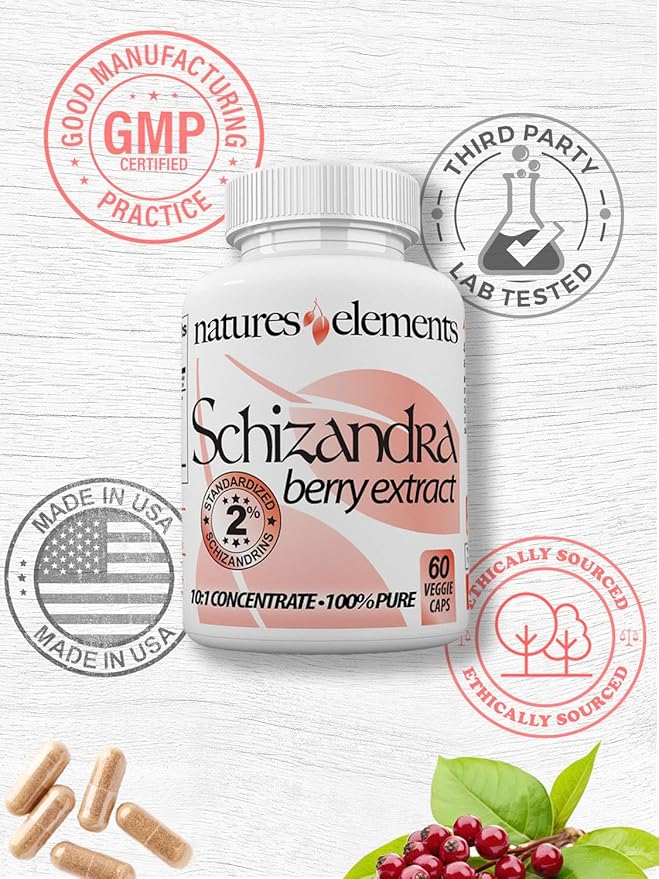Natures Elements Schizandra Berry Extract – 3 Pack – 10:1 Concentrated Herbal Supplement – 1000mg Per Serving - Veggie Capsules – 60 Count Each – Non-GMO, 100% Pure – 1 Month Supply