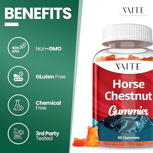 VAITE Horse Chestnut Extract Supplement, Vein Support Blood Circulation Supplements for Varicose Veins on Legs and Circulatory Supports, Horsechestnut Seed Butchers Broom Root, Non-GMO Gluten Free