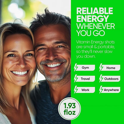 Vitamin Energy Focus+ Extra Strength Energy Shot Grape 12 Pack, 260mg Natural Caffeine, B-Vitamins, CoQ10, Amino Acids, Focus, Productivity & Clarity, Zero Sugar, Gluten-Free, 1.93 fl oz