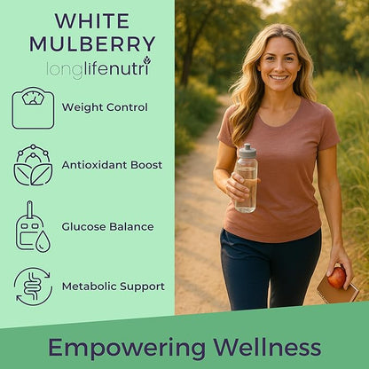 White Mulberry Leaf Extract 500mg - Sourced from Morus Alba Leaf, 200 Vegetarian Capsules, Supplement for Natural Balance and Wellness, 200-Day Supply, GMP Certified, Made in USA