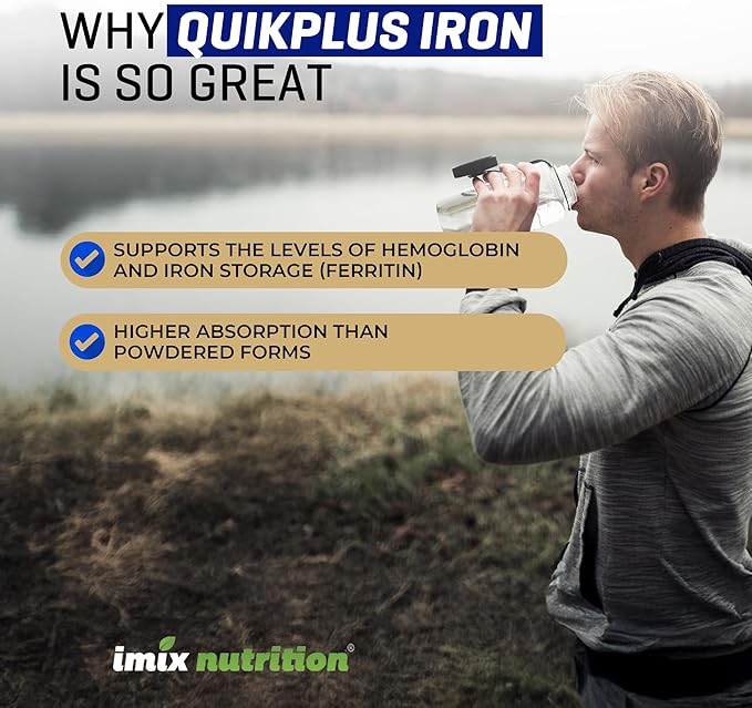QuikPlus Iron Ionic Liquid Mineral Supplement for Hemoglobin & Ferritin – High Absorption Iron Supplement for Adults – Vegan, Gluten-Free, All Natural – 2 oz Bottle
