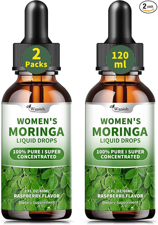 2 Pack（4 Fl Oz） Moringa Liquid Drops 800 mg for Women- with Moringa Oleifera Leaf Extract, Turmeric Root Extract, Olive Leaf, Black Pepper, Vitamin C & E，Antioxidant, Energy and Immunity Support.