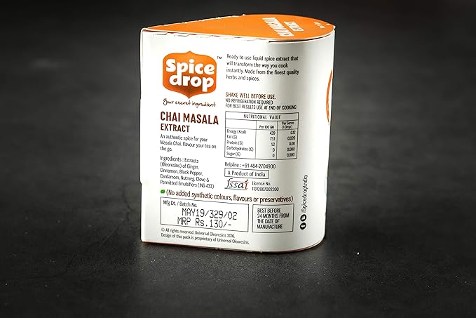 Spice Drop Chai Masala Extract (Tea Masala Drops), No Additives, 5 ml (Pack of 3 x 180 Drops)