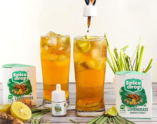 Spice Drop Lemongrass Ginger Natural Extract | Best for Tea, Soups, Salad Dressings, Shakes | 0.17 Oz (180 Drops) | No Preservatives | Vegan Friendly | Keto & Paleo Friendly | Non-GMO | Drop and Stir