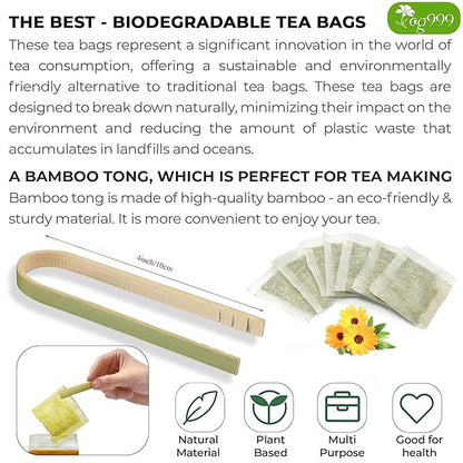 TOG999, Premium 60 Moringa Leaf Tea Bags, 100% Natural & Pure from Moringa Leaves. Loose Leaf Moringa Herbal Tea. Moringa Leaf Tea. No Sugar, No Caffeine, No Gluten, Vegan.