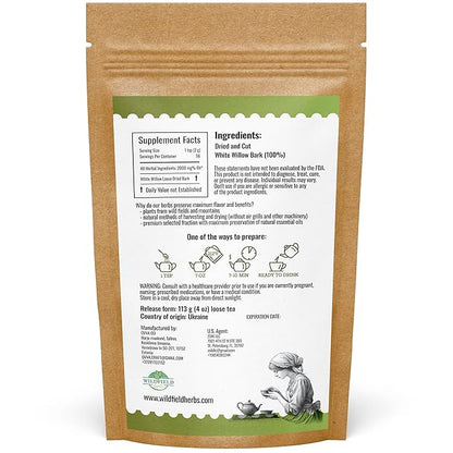 4 oz. White Willow Bark Tea Herbal (Salix Alba) - 113g White Willow Bark Herb Tea Corteza De Sauce
