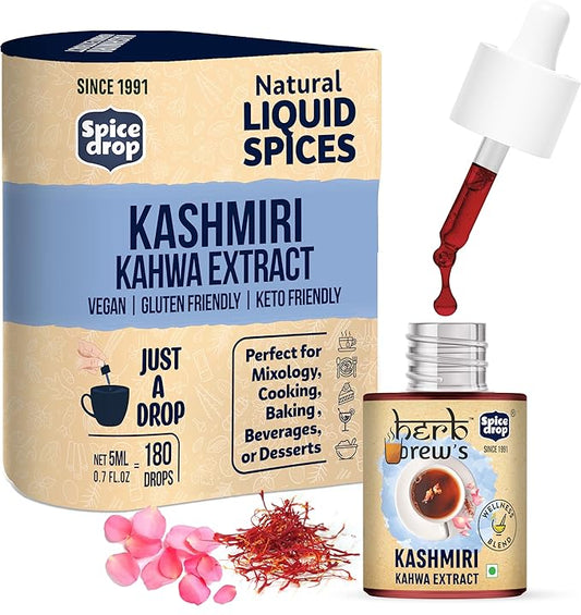 SPICE DROP Herb Brews Kashmiri Kahwa Extract for Green Tea, 5ml (180 drops)