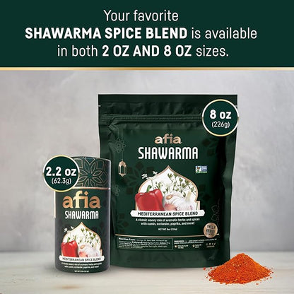 Afia Shawarma Seasoning | Mediterranean Spice Blend for Shawarma, Garlic Sauce (Toum), Flatbreads, Kebab, Kofta & Grilled Meat | Bold Middle Eastern Flavor with Cumin & Coriander | 2.2oz