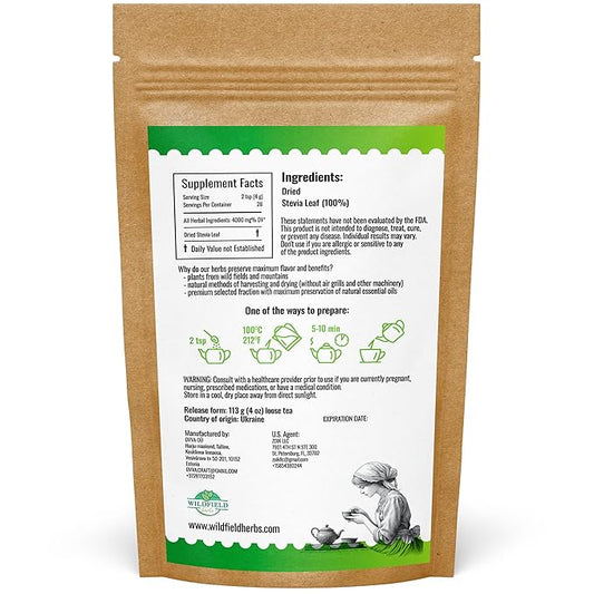 4 oz. Dried Stevia Leaves Herbal Tea (Stevia Rebaudiana) - 113g Leaf Leaves Herb Tea Estevia