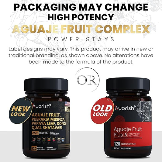Aguaje Fruit Supplement1000mg 25:1 with Pueraria Mirifica, Papaya Leaf, Dong Quai, Shatavari, Wild Yam,Fenugreek Seed 120 Veg Capsules