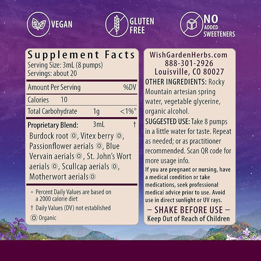 WishGarden Herbs PMS Emotional for Women - Herbal PMS Support Supplement for Women with Vitex Berry & Blue Vervain, PMS Mood Swing Relief & PMDD Relief Supplement, Emotional Support During PMS, 4oz