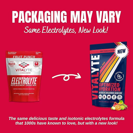 Vitalyte Electrolyte Powder Drink Mix, Isotonic Electrolyte Hydration Mix, Gluten Free Post Workout Powder Mix, Pack of 1, 35 oz., Fruit Punch Flavor