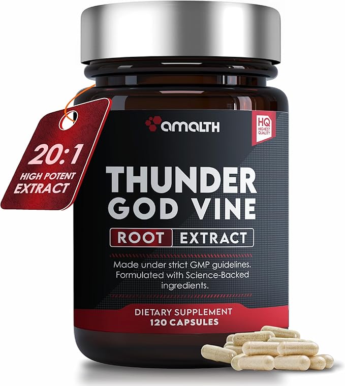 AMALTH Thunder God Vine Root – Tripterygium Wilfordii Herbal Supplement – Capsules with Lei Gong Teng Extract with Triptolide – 120 Capsules