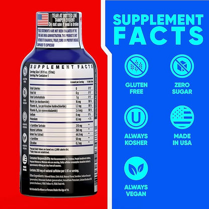 Vitamin Energy Immune+ Extra Strength Energy Shot Blue Raspberry 48 Pack, 260mg Natural Caffeine, B-Vitamins, Citicoline, Green Tea, Immunity & Focus Support, Zero Sugar, Gluten-Free 1.93 fl oz