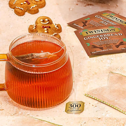 Twinings Gingerbread Joy Black Tea Individually Wrapped Bags, 20 Count (Pack of 6), Ginger & Cinnamon, Caffeinated, Enjoy Hot or Iced, 120 Teabags