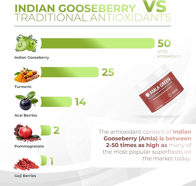 Amla Powder & Green Tea Superfood Supplement with Hibiscus, 20x Ultra Concentrated Amla, Antioxidant Support, Made with Oolong Tea and Indian Gooseberries, Organic, Vegan, Hibiscus, 30 Servings