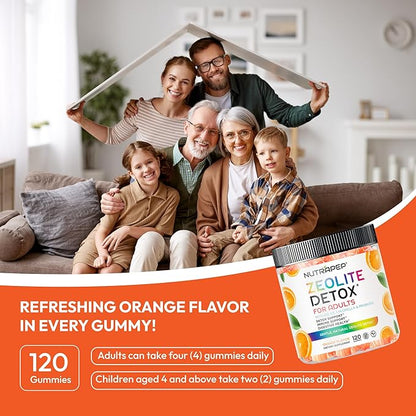 Zeolite Detox Gummies for Adults - Clinoptilolite Zeolite with Chlorella Vitamins D3 B12 C - Advanced Chewable Supplement for Immune Health Body Cleanse & Toxin Support - Sugar Free Vegan