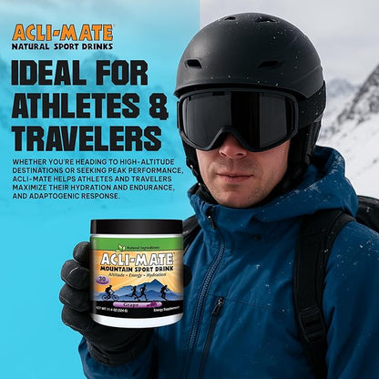 Acli-Mate Mountain Sport Drink Mix - Energy Powder Supplement - High Altitude Acclimatization Hydration - Recovery Drink for Running, Cycling, Hiking, Workout, Skiing, Travel & More - 1 Tub (Grape)