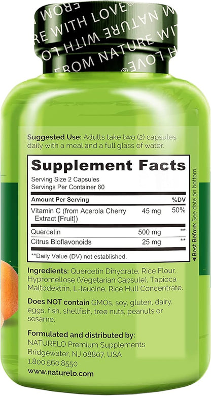 NATURELO Quercetin Citrus Bioflavonoid Complex with Enhanced Absorption - 120 Vegetarian Capsules