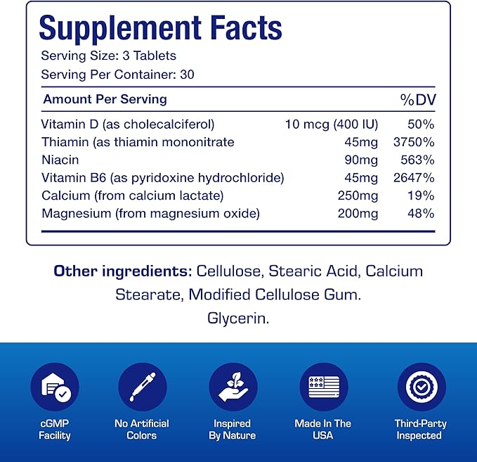Advanced Calcium Magnesium Supplement - Clinically Formulated Magnesium Calcium with Vitamin D3 B1 B3 & B6 for Muscle Nerve Heart and Bone Health Support - Vegetarian Gluten Free Non-GMO (1 Month) M