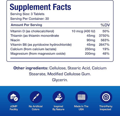 Advanced Calcium Magnesium Supplement - Clinically Formulated Magnesium Calcium with Vitamin D3 B1 B3 & B6 for Muscle Nerve Heart and Bone Health Support - Vegetarian Gluten Free Non-GMO (1 Month) M