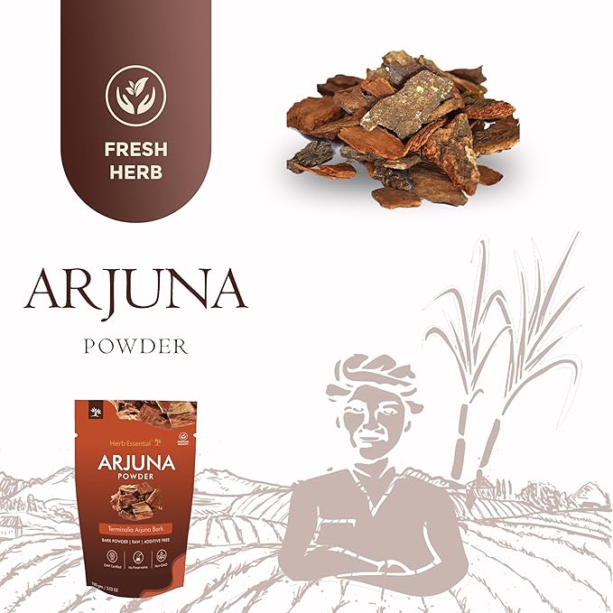 3.52 Ounce Arjuna Powder, Terminalia Arjuna Bark Supplement, Polvo de corteza de Arjuna, No Preservatives, Vegan and GMP Certified- 3.52 Ounce (100g Pack of 1)