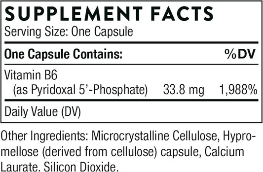 THORNE - Pyridoxal 5'-Phosphate - Bioactive Vitamin B6 (Pyridoxine) Supplement for Energy Production and Neurotransmitter Synthesis* - 180 Capsules