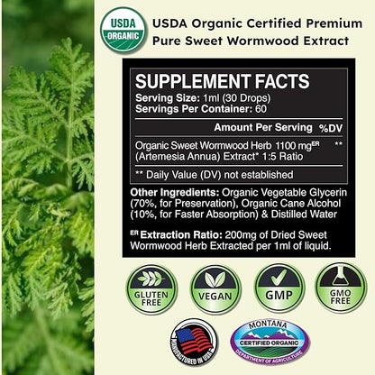 Zenmen Organic Black Walnut Wormwood Tincture – Rapid Gut Cleanse & Digestive Health, Vegan, Manufactured in The USA