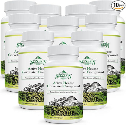 Active Hexose Correlated Compound 1500 mg Supplement, Natural 8 Mushroom Extract Supplement, Immune System, Liver Function, Natural Killer and T Cells Activity, 900 Veggie Capsules