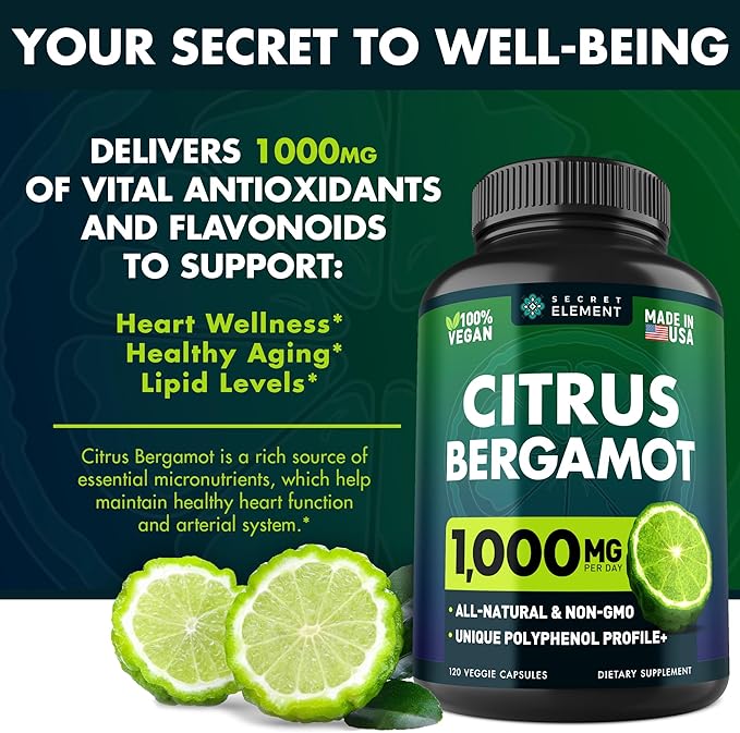 (2 PACK) Citrus Bergamot Extract 1000mg - Citrus Bergamot Supplement for Circulatory Health, Immunity, and Graceful Aging - 2x the potency of Citrus Bergamot 500mg - 240 Vegan Citrus Bergamot Capsules