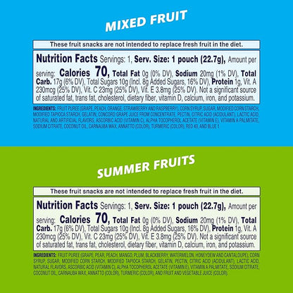 Welch's Fruit Snacks, Mixed Fruit & Summer Fruits Variety Pack, Great for School Lunches, Bulk Pack, Individual Single Serve Bags, 0.8 oz (Pack of 60)