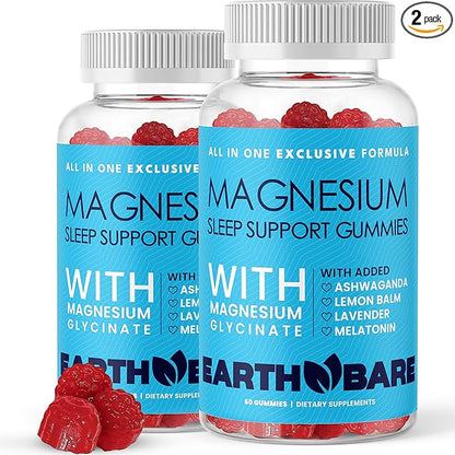 Sleep Gummies with Magnesium Glycinate, Melatonin, Ashwagandha, and Lavender – Extra Strength Sleep Support Gummies, Magnesium and Melatonin Supplement, 120 Count, 2 Month Supply