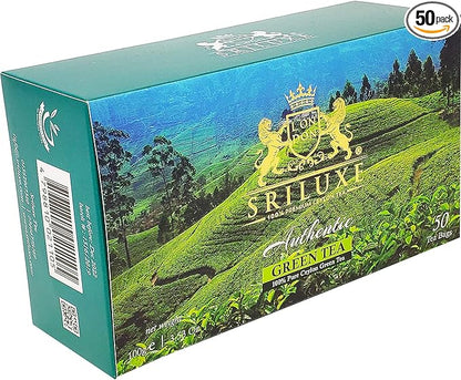 SRILUXE - Premium Quality Ceylon Green Tea Bags Exquisite Taste and Aroma | Brew Hot Tea, Iced Tea or Kombucha Tea (50 Teabags)
