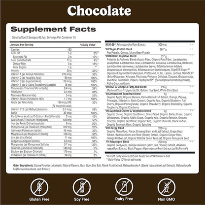 VitaHustle ONE Meal Replacement Shake - Plant Based Protein Powder by Kevin Hart - Vegan, Meal Replacement Powder with Superfoods, Vitamins, Adaptogens & Probiotics - Chocolate Flavor, 30 Servings